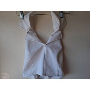 Karin Morgan Collection White Halter Top Tuxedo Style V-Neck Size 9/10